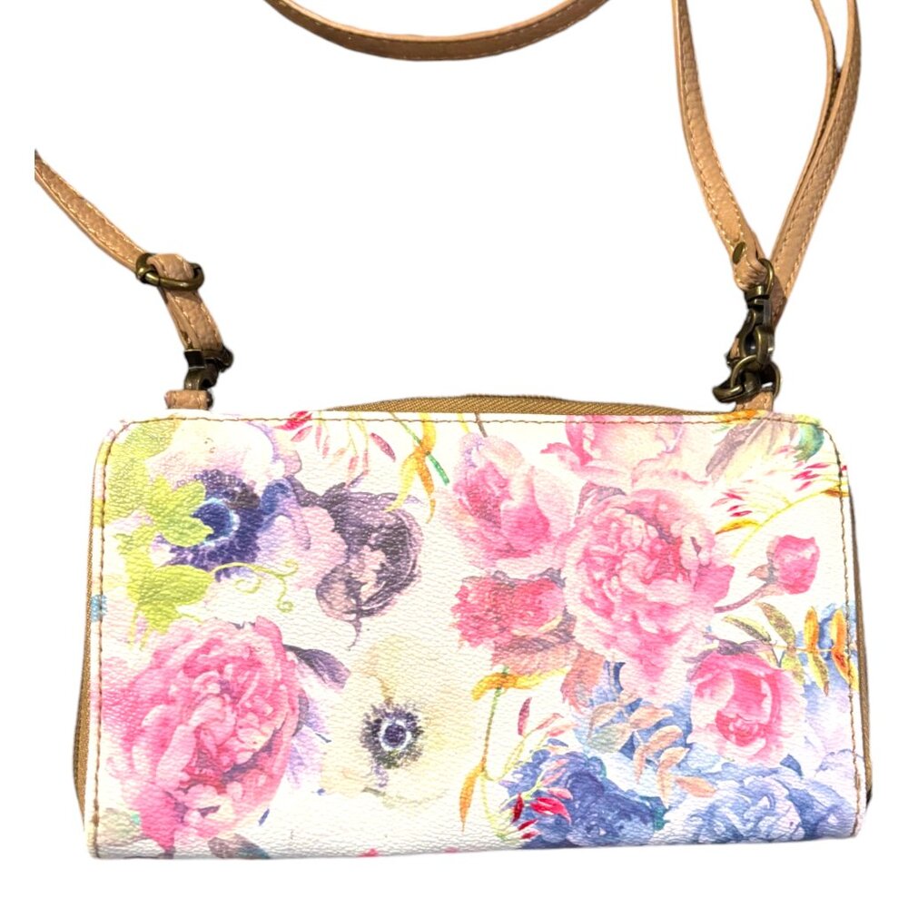 Elliott Lucca Large Phone Wristlet Wallet Crossbody‎ White Floral - Picture 7 of 11